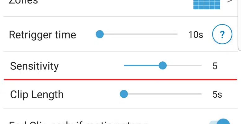 blink camera sensitivity