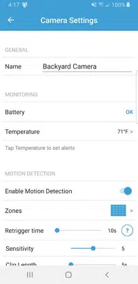 step 2 - open blink camera settings