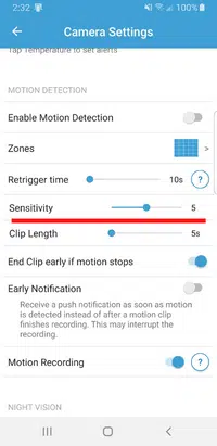 step 3 - open blink sensitivity settings