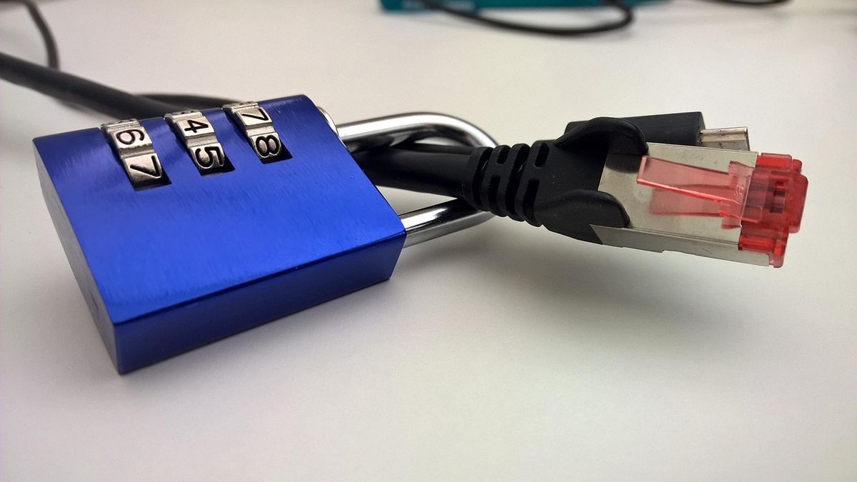 A padlock attached to a network cable, representing the kind of security question worth asking about any connected app