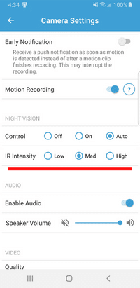 Blink Camera Ir Intensity Settings