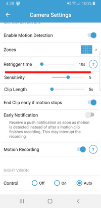 Blink Camera Retrigger Time Setup