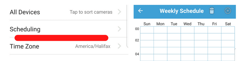 blink camera scheduling