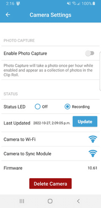Deleting Camera From Blink System