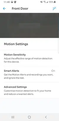 ring doorbell motion settings