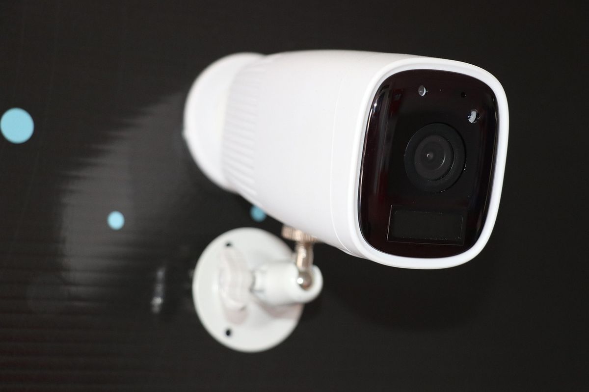 A security camera monitoring an area