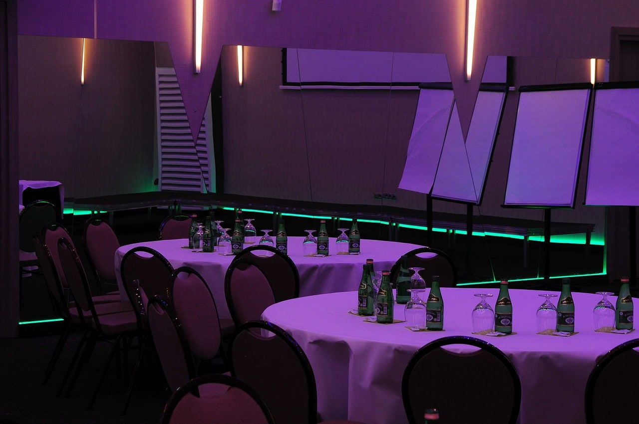 Colorful LED smart lighting showing various CIE color points controlled via Philips Hue API