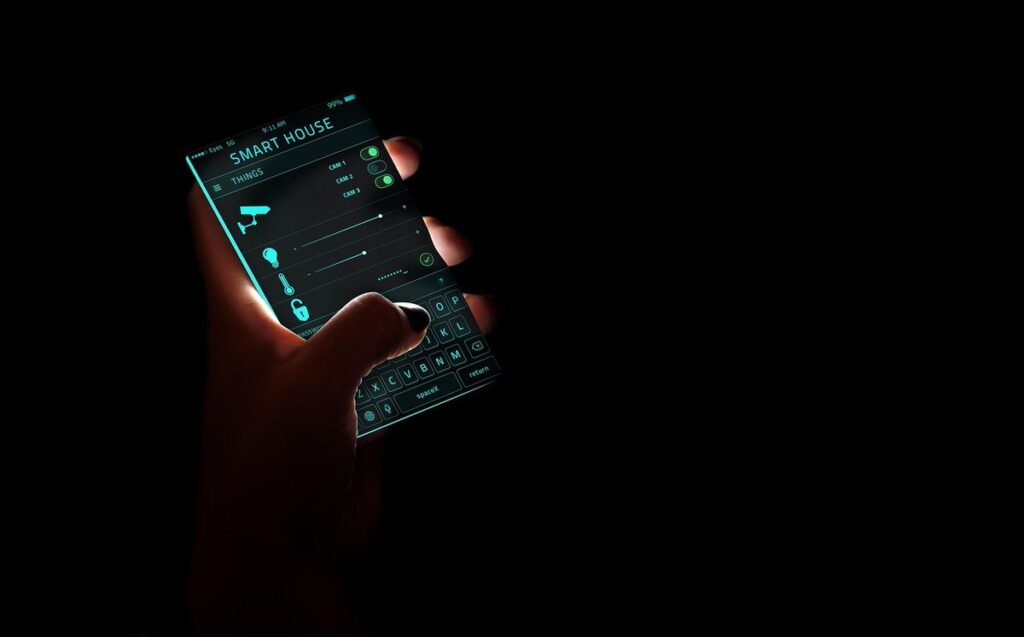 Smartphone displaying a smart home control app