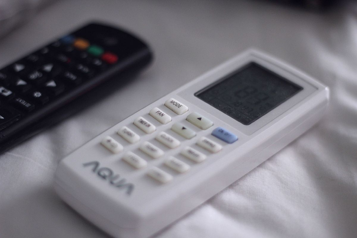 Close-up of an infrared air conditioner remote control